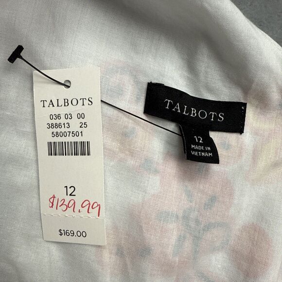 Talbots Women’s Size 12 Cotton Sleeveless V-Neck Maxi Dress Side Tie Paisey NWT - Picture 7 of 7